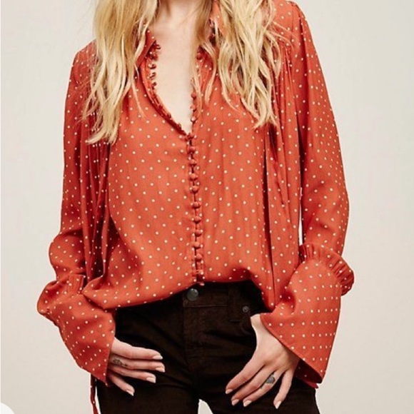 Free People Tops - Free People Modern Muse Blouse Terracotta Medium